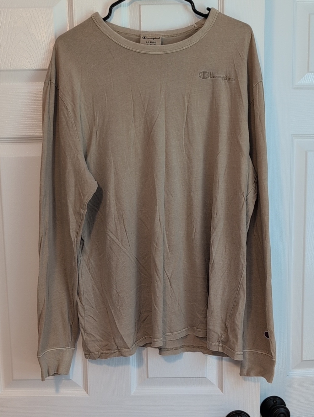 Champion Men’s Long Sleeve Crewneck Shirt - Beige Taupe